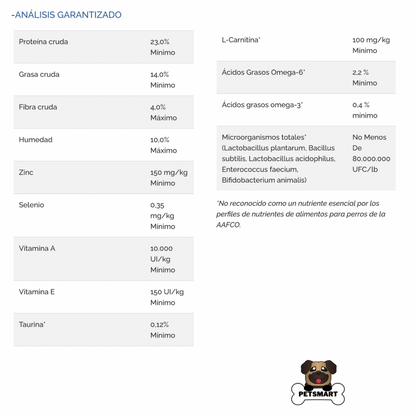 Composición, análisis garantizado y guía de alimentación del alimento Diamond Naturals cordero para perros, con raciones diarias según peso corporal.