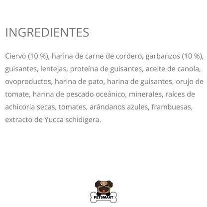 Composición, análisis garantizado y guía de alimentación del alimento Taste of the Wild Appalachian Small Breed para perros pequeños, con ingredientes de alta calidad y recomendaciones según peso.