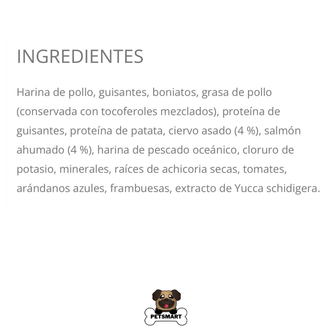 Composición, análisis garantizado y guía de alimentación del alimento Taste of the Wild Rocky Mountain para gatos, con proteínas de alta digestibilidad.