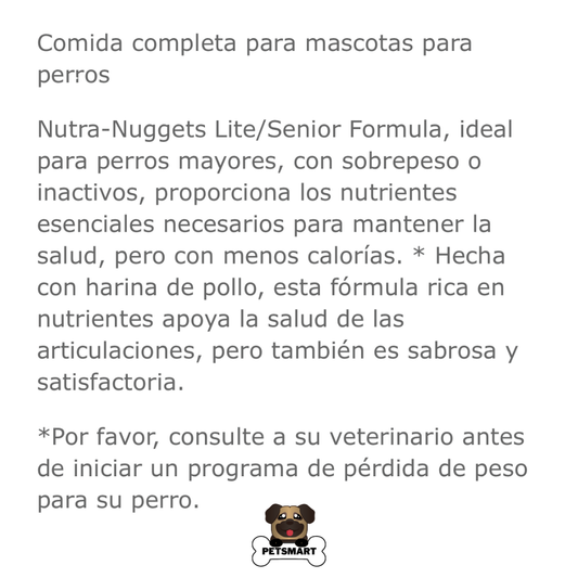 Nutra Nuggets Lite Senior para perros adultos mayores